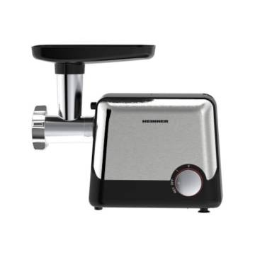 Masina de tocat Heinner HMG-2100BKS3, 2100W, 1.8 kg/min, accesoriu rosii, accesorii kibbe si carnati, cutit inox, 2 site metalica, Negru/Inox