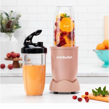 Blender Nutribullet Pro Mineral NB907MACL, 900 W, 1 viteza, 5 accesorii, cupe de 710 ml si 946 ml, capac To-Go, roz