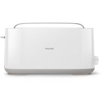 Prajitor de paine Philips HD2590/00, Plastic, Fantă lungă, încălzitor de chifle, Alb