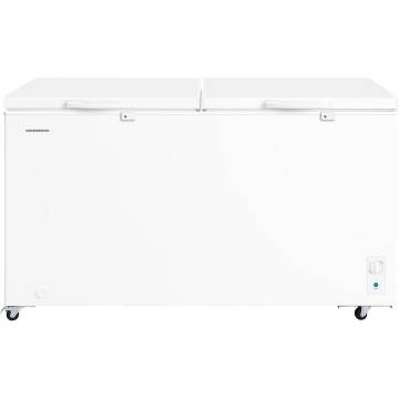 Lada frigorifica HEINNER HCF-M508INVCE++, 508 L, Clasa E, Convertibila(Frigider/Congelator), Compresor inverter, Control mecanic, Termostat ajustabil, Luminare LED, Maner extern cu incuietoare, 2 cosuri, Rezistenta la frig, Alb