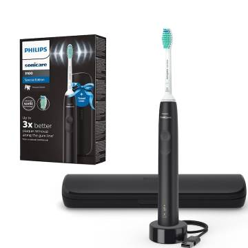 Periuta de dinti sonica electrica Philips Sonicare Seria 3100 HX3673/14, 31000 miscari/minut, 1 mod de curatare, senzor presiune, functia BrushSync, 1 cap de periere, Negru