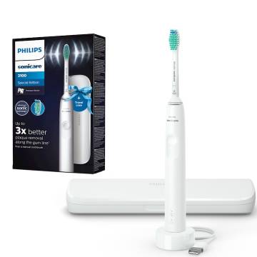 Periuta de dinti sonica electrica Philips Sonicare Seria 3100 HX3673/13, 31000 miscari/minut, 1 mod de curatare, senzor presiune, functia BrushSync, 1 cap de periere, toc de transport, Alb
