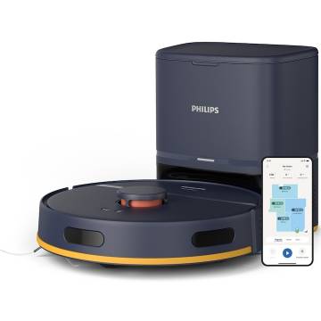 Robot de aspirare Philips Seria 2000 XU2100/10, 2700 Pa, aspirator si mop,statie de golire automata, Wi-Fi, Navigare radar LDS, Filtru EPA11 lavabil, scanare la 360 de grade, autonomie pana la 130 min, 5 harti, aplicatie HomeRun, albastru