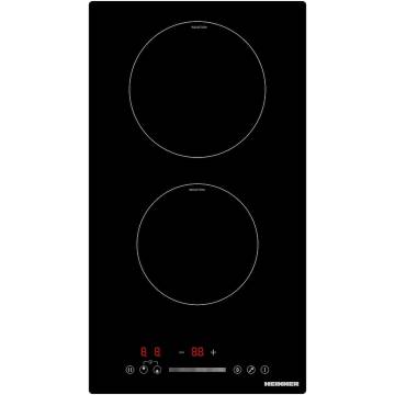 Plita incorporabila Heinner HBHI-M2ZBSTC, Inductie, 2 zone de gatit, Boost, Control touch, Timer, Protectie copii, Indicator caldura reziduala, 30 cm, Negru