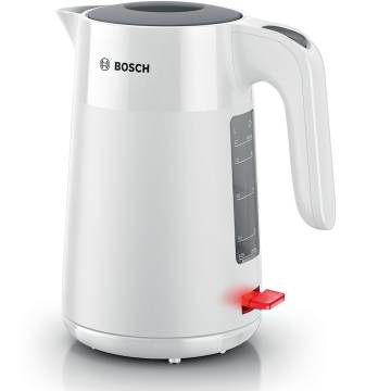 Fierbator de apa Bosch TWK2M161, 1.7l, filtru de calcar,oprire automata, protectie impotriva supraincalzirii si functionarii fara apa, oprire in momentul ridicarii canii de pe suport, Alb