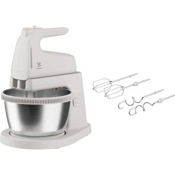 Mixer cu bol Electrolux ESM4W, 500 W, 5 Viteze + Turbo, bol rotativ din inox, alb
