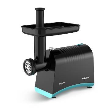 Masina de tocat carne NobeLTek NMG1000, 1000 W, 1 kg/minut, 3 discuri de taiere, accesorii suc de rosii+carnati, lama taiere din inox, functie reverse, negru