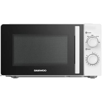 Cuptor cu microunde Daewoo KOR-6M20W, control mecanic, 20 litri, putere 700 W, 5 niveluri de putere, farfurie interioara de 24, 5 cm, Alb