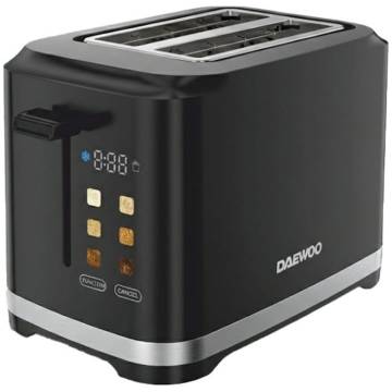 Prajitor de paine Daewoo DBTCT80B, 800 W, display LED, functie reincalzire, functie decongelare, tavita pentru firimituri, control electronic rumenire, carcasa Cool Touch, negru