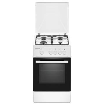 Aragaz HEINNER HFSC-K50WH, Gaz, 4 arzatoare, Duze GPL incluse, Tava si gratar cromat, 50 cm Alb