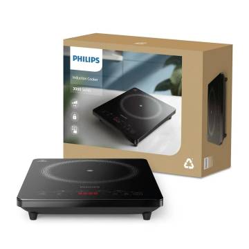 Plita cu inductie, Seria 3000, 2000 W cu 8 niveluri de putere, Philips, HD5830/90