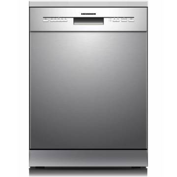 Masina de spalat vase Heinner HDW-FSM60514XE++, 14 seturi, Clasa E, Control electronic, 5 programe: intensiv, universal, eco, 90 min, rapid 30 min, functie hald load, Aquastop, Blocare acces copii, Latime 60 cm, Inox