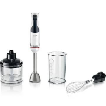 Mixer vertical Bosch ErgoMaster MSM4W221, 600 W, minitocator,vas gradat, cutit QuattroBlade System cu 4 laturi, tel negru/argintiu