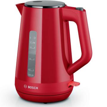 Fierbator de apa Bosch TWK1M124, 1.7l, filtru de calcar,oprire automata, protecţie împotriva supraincalzirii şi funcționarii fara apa, oprire în momentul ridicarii canii de pe suport, Rosu