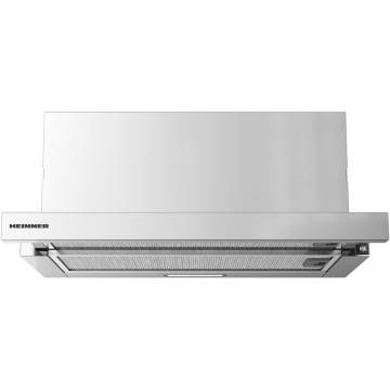 Hota telescopica Heinner HTCH-MD400IX, 60cm, 400 m3/h, 2 trepte de viteza, motor: 1 x 45w, lumina led: 1 x 1.5w, 2 filtre aluminiu, diametru tub de evacuare: 150 mm, culoare: inox