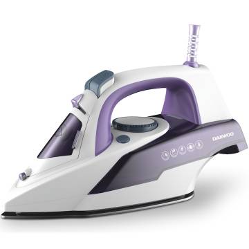 Fier de calcat Daewoo DSI3000P, 3000 W, talpa ceramica, jet abur puternic 25 g/minut, abur vertical, auto curatare, anti picurare, anti calcar, capacitate rezervor 300 ml, alb/mov