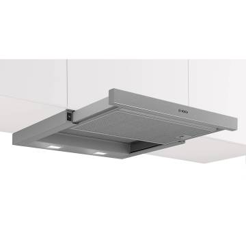 Hota incorporabila telescopica Bosch DFM064W55, Putere de absorbtie 394 mc/h, Iluminare LED, 1 motor, Control mecanic, Clasa C, 60 cm, Argintiu