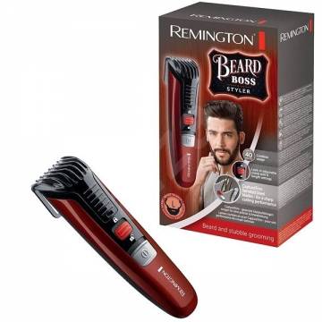 Aparat de tuns barba Remington Beard Boss Styler MB4125, 11 pre-setari lungime, Autonomie 40 minute, Rosu/Negru