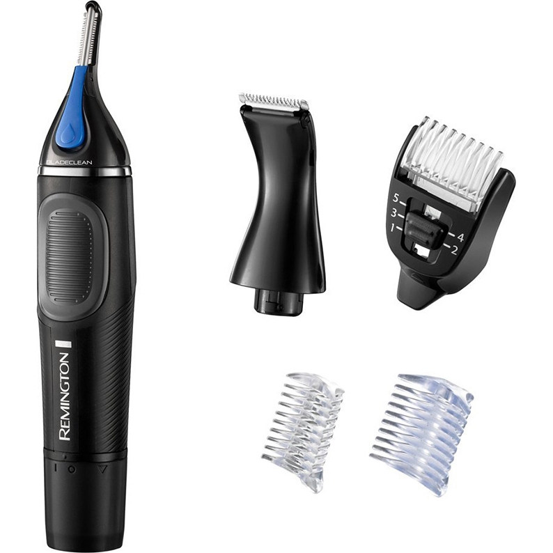 Trimmer pentru nas si urechi Remington Nano Series Lithium NE3870, 2 capete, trimmer detalii, varfuri rotunjite, Negru