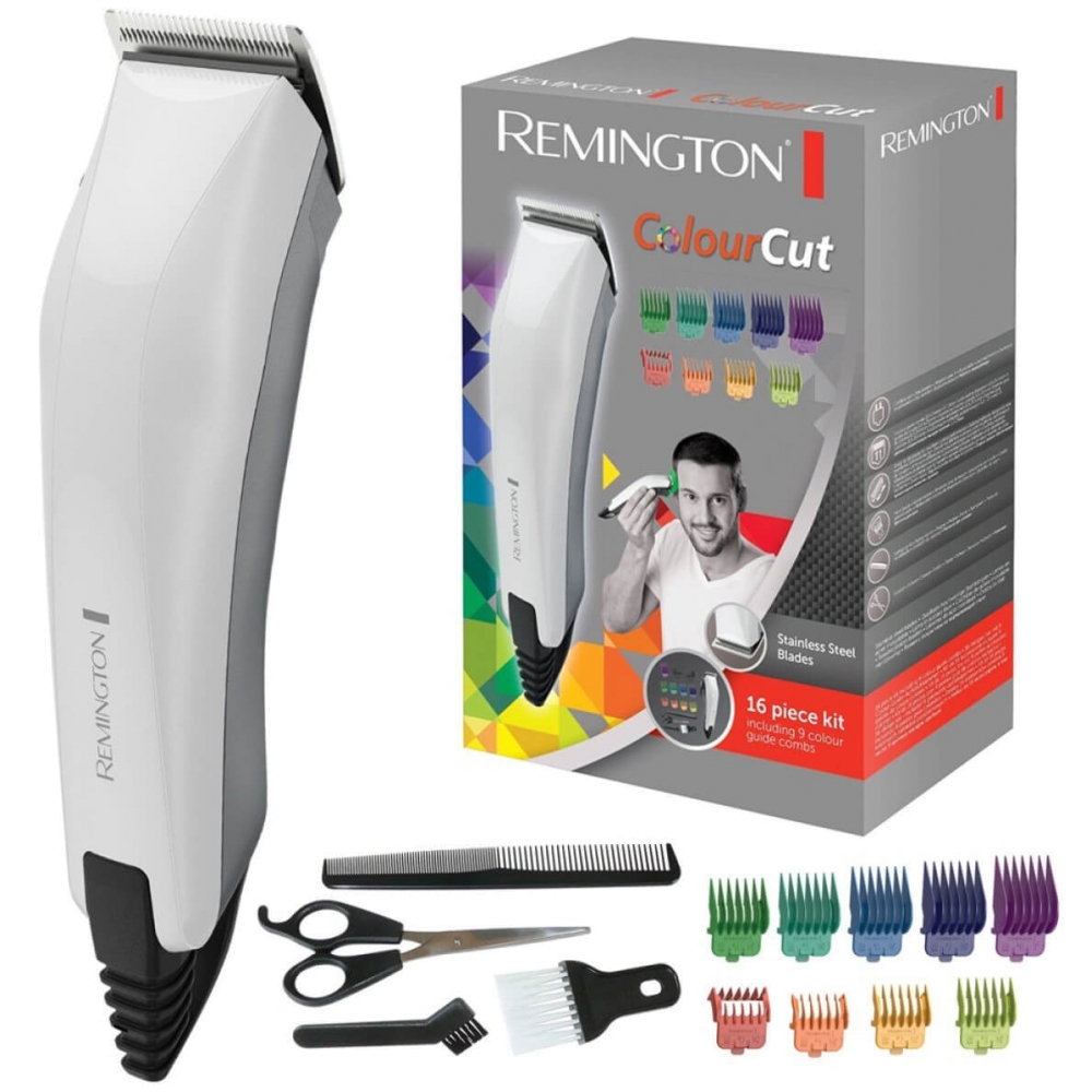 Aparat de tuns Remington HC5035 ColourCut, Lame Inox, Alimentare la retea, 1.5-25 mm, Alb/Gri