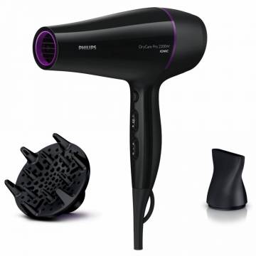 Uscator de par Philips BHD176/00, 2200 W, 3 trepte, Functie ionica, Negru