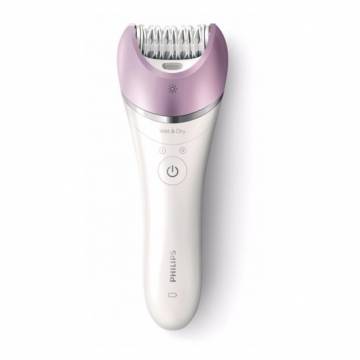 Epilator Philips Satinelle Advanced BRE630/00, Discuri ceramice, 32 Puncte de prindere, 2 Viteze, Cap de ras, Alb
