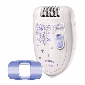 Epilator Philips Satinelle HP6421/00, Discuri metalice, 20 Puncte de prindere, 2 Viteze, Alb/Mov