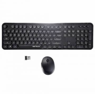 Kit tastatura + mouse Serioux SRX9900BK Retro fara fir, negru
