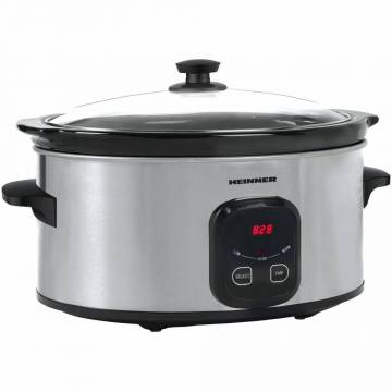 Slow Cooker Heinner HSCK-C57IX, 5.7 L, 220 W, Control Electronic, Timer, Inox/Negru