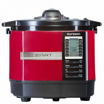 Multicooker cu presiune inalta Oursson MP5005PSD/DC, 45 programe, Timer, Afisaj LCD, Acoperire non-stick, Functie Smart, Rosu