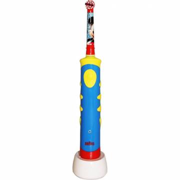 Periuta de dinti electrica Oral-B Mickey Mouse pentru copii, 5600 oscilatii/min, Curatare 2D, 1 program, 1 capat, Cronometru muzical, Rosu/Albastru