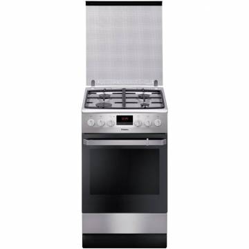 Aragaz Hansa FCMX582509, Gaz, 4 Arzatoare, Grill, Aprindere electrica, 50 cm, Clasa A, Inox