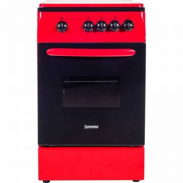 Aragaz Serreno SER 5601R/G1, Gaz, 4 zone de gatit, Siguranta plita/Cuptor, 50 cm, Rosu
