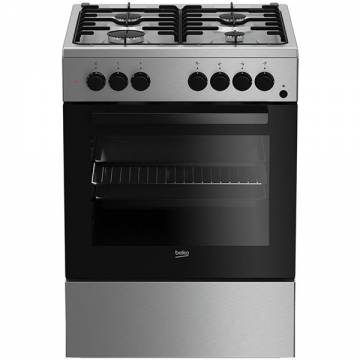 Aragaz Beko FSE62110DX, 4 arzatoare, Mixt, Aprindere electrica, Gatire asistata cu ventilatie, Grill, Booster, 60 cm, Inox