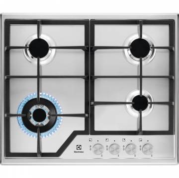 Plita incorporabila Electrolux EGS6436SX, Gaz, 60 cm, 4 arzatoare, Inox