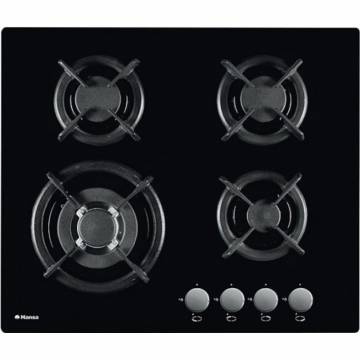 Plita incorporabila Hansa BHKS6113, Gaz, 4 arzatoare gaz, Aprindere electrica, 60 cm, Sticla neagra