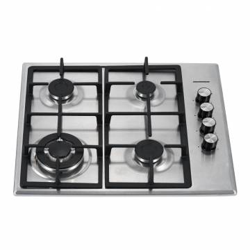 Plita incorporabila Heinner HBH-S584WI-IX, Gaz, 4 Arzatoare, Aprindere electrica, Gratar fonta, WOK, Inox