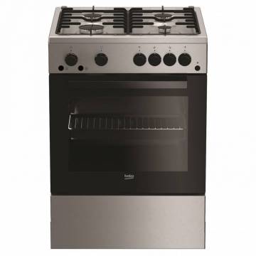 Aragaz Beko FSHT62111GX, 4 Arzatoare, Gaz, Aprindere electrica, Grill, Rotisor, 60 cm, Inox