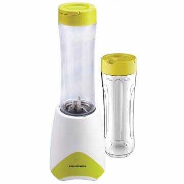 Blender sport Heinner HSB-300, 300W, 2 recipiente Tritan, Lame inox, Alb/Verde