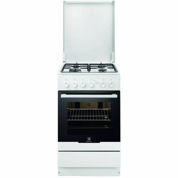 Aragaz Electrolux EKG51151OW, Gaz, 4 Arzatoare, Aprindere electrica, Grill, 50 cm, Alb